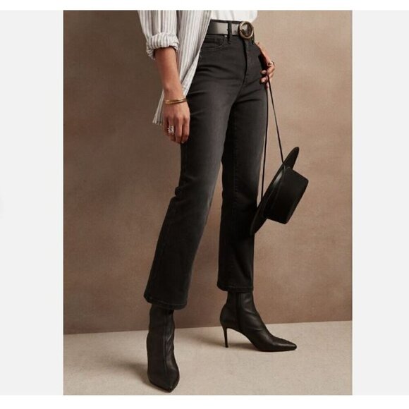 Banana Republic Black High-Rise Cropped Bootcut Jeans Size 31/12 TALL RT$100 - Picture 2 of 4